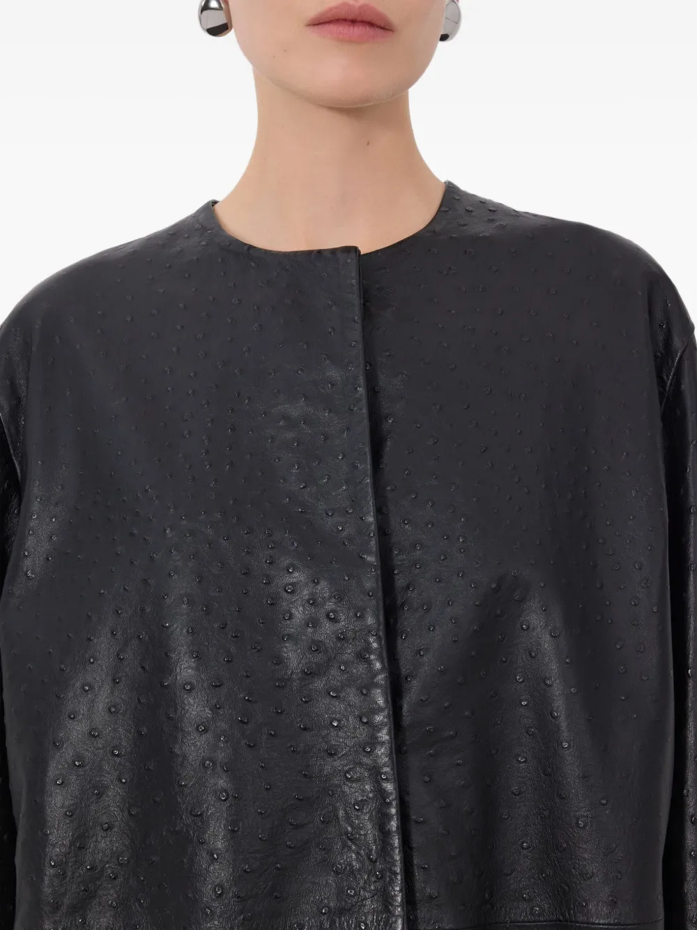 Loulou De Saison Yari Single-breasted Collarless Coat In Black