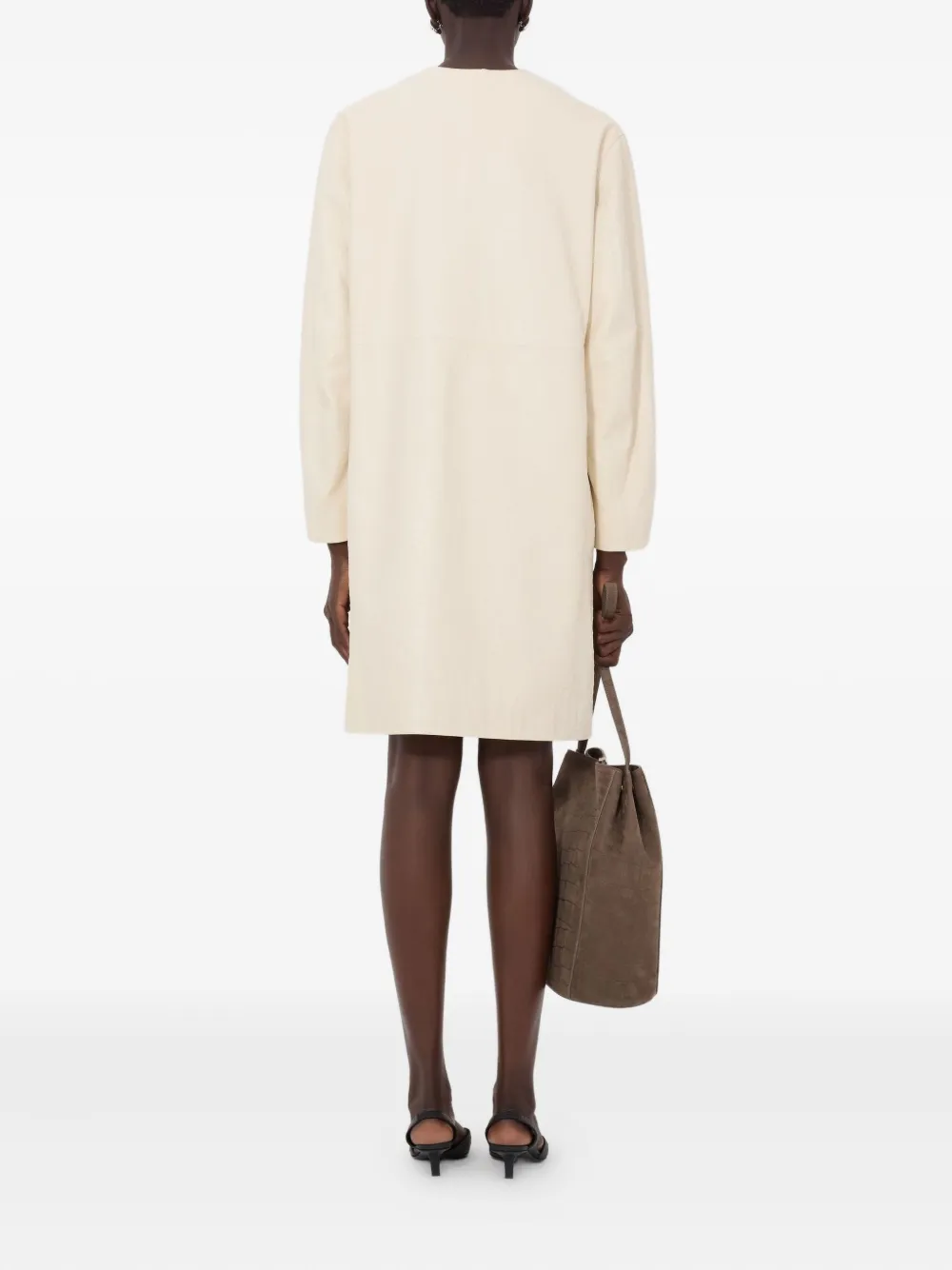 Loulou De Saison Single-breasted Collarless Coat In Neutral