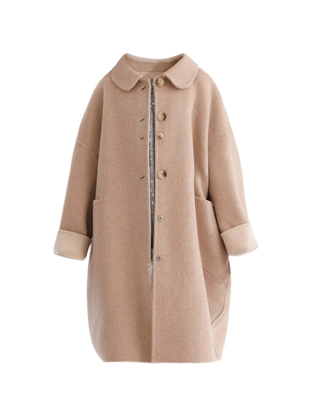 Tulleen peter pan-collar wool coat - Neutrals