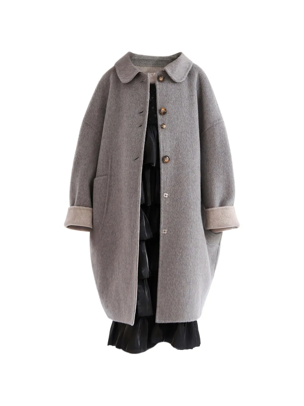 Tulleen peter pan-collar wool coat - Grey