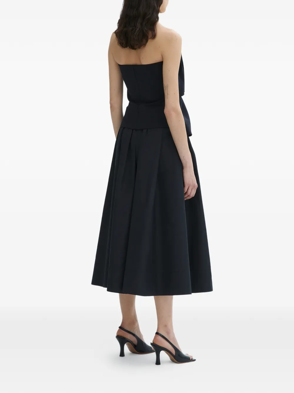 House Of Dagmar Ruffled Stretch-crepe Strapless Top In Black