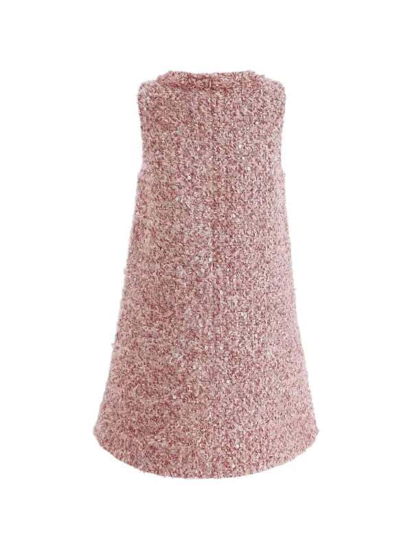 Pink Tweed Sequin Shift Dress 9Y/10Y / Pink