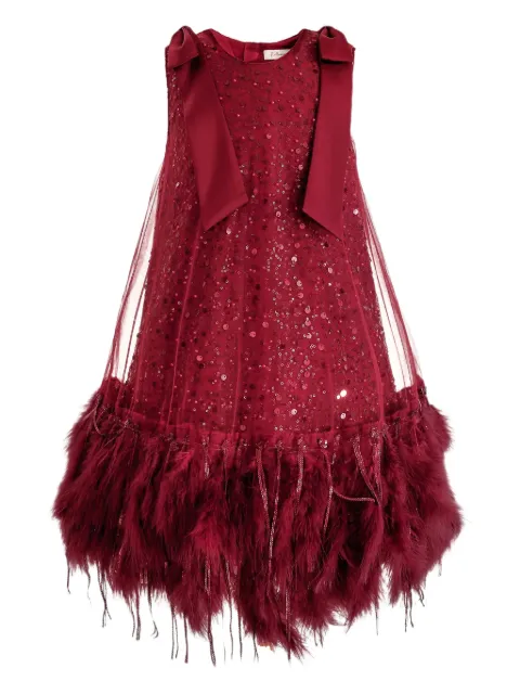 Tulleen sequin-embellished sleeveless party dress