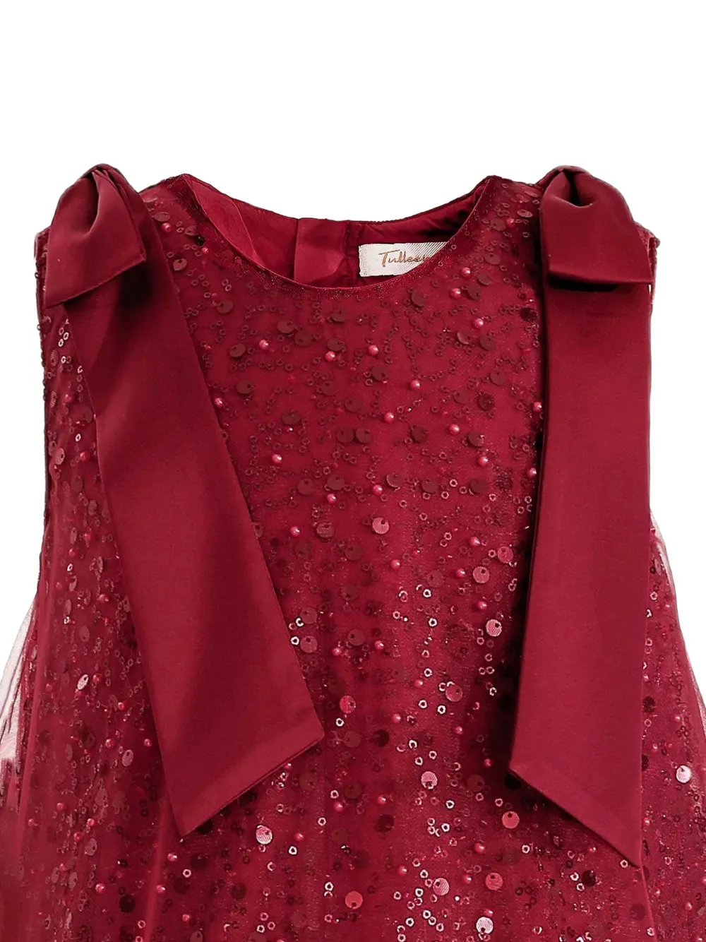 Tulleen Mouwloze jurk met pailletten Rood
