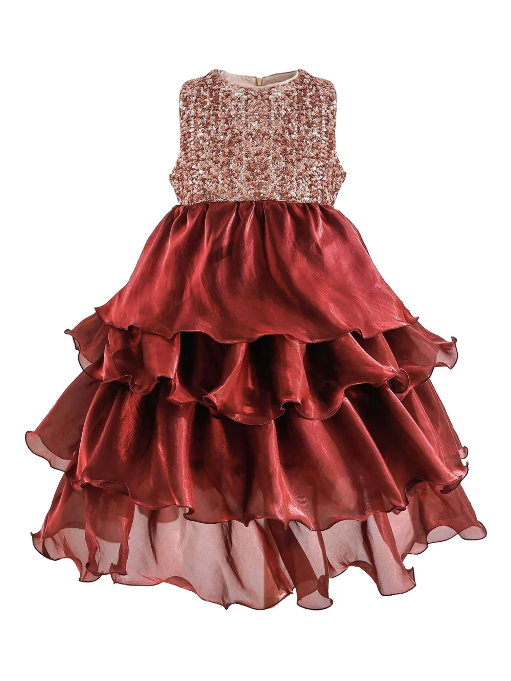 Tulleen tiered dress - Rosso
