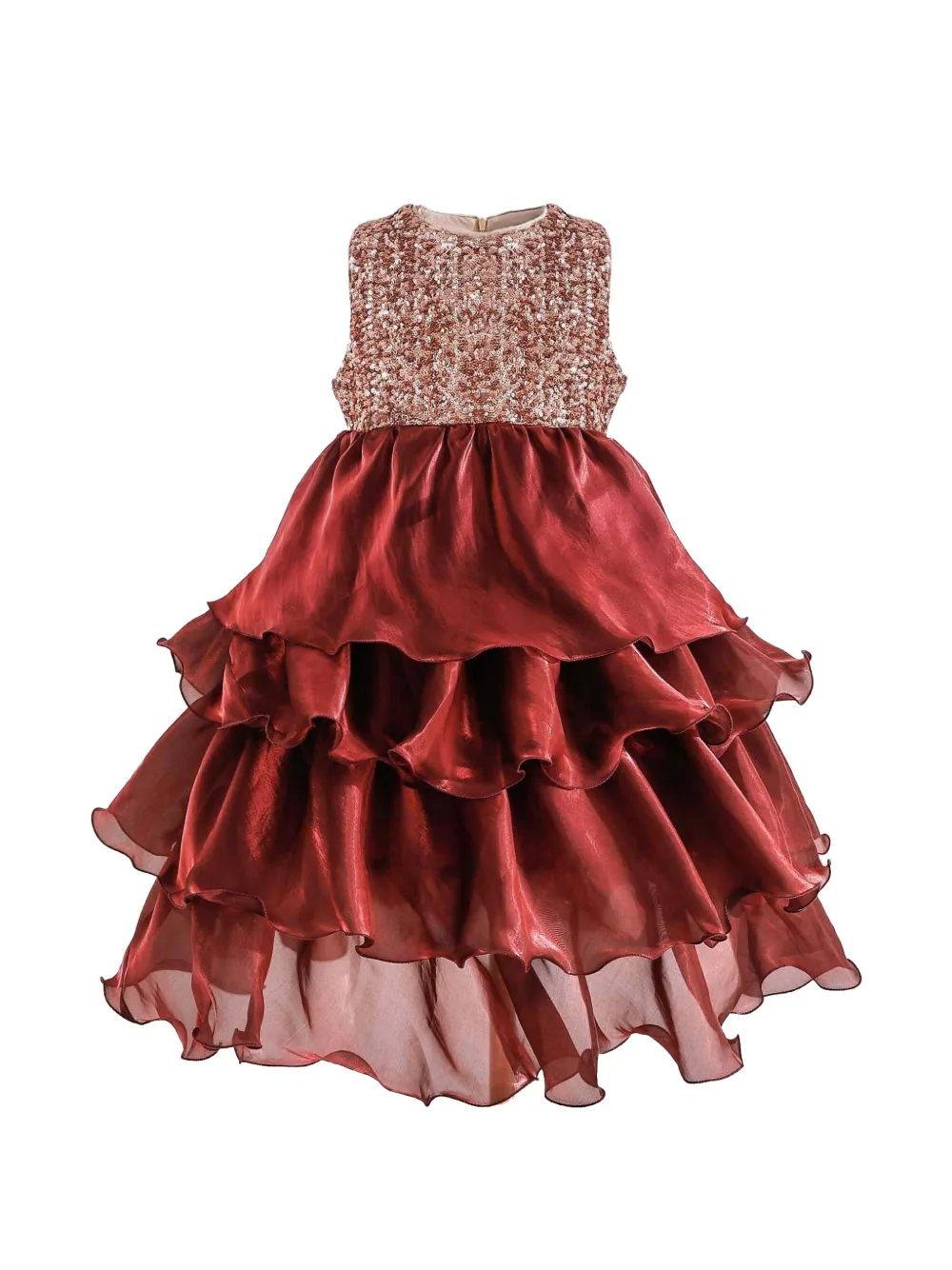 Tulleen tiered dress - Rosso