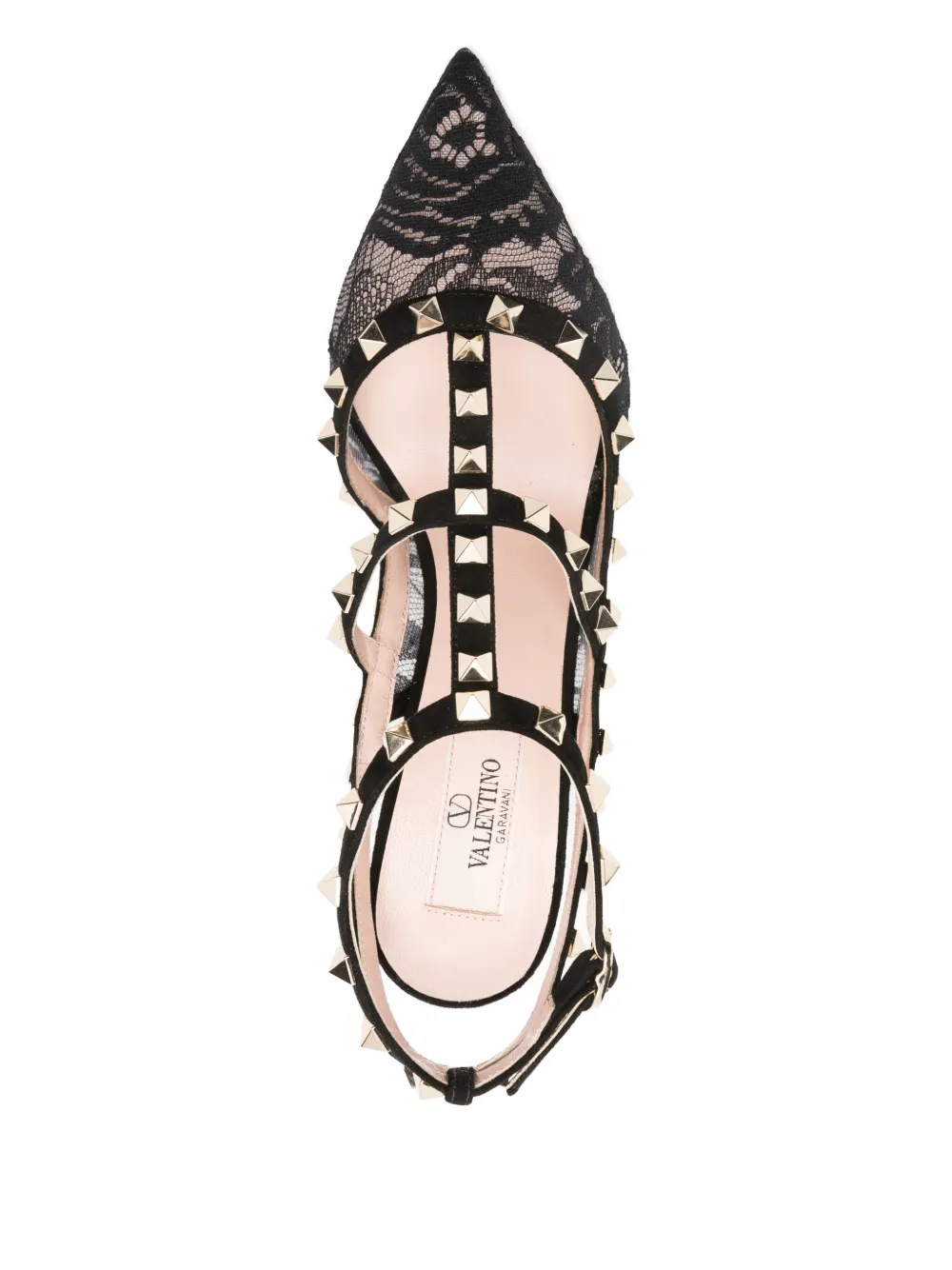Valentino Rockstud Lace Studded Sandals 100mm In Multi