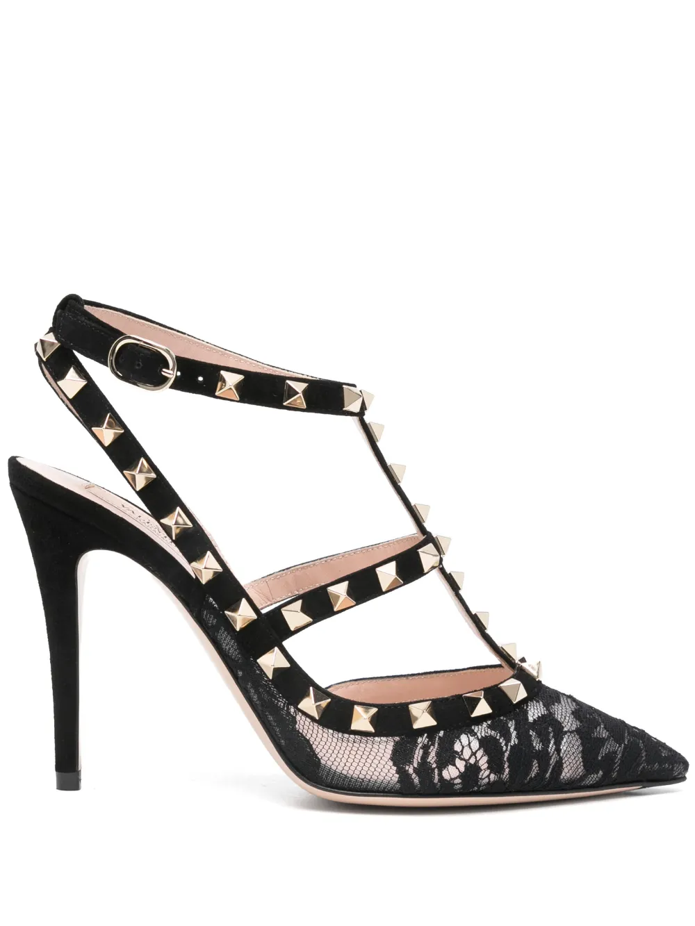 Valentino Rockstud Lace Studded Sandals 100mm In Multi