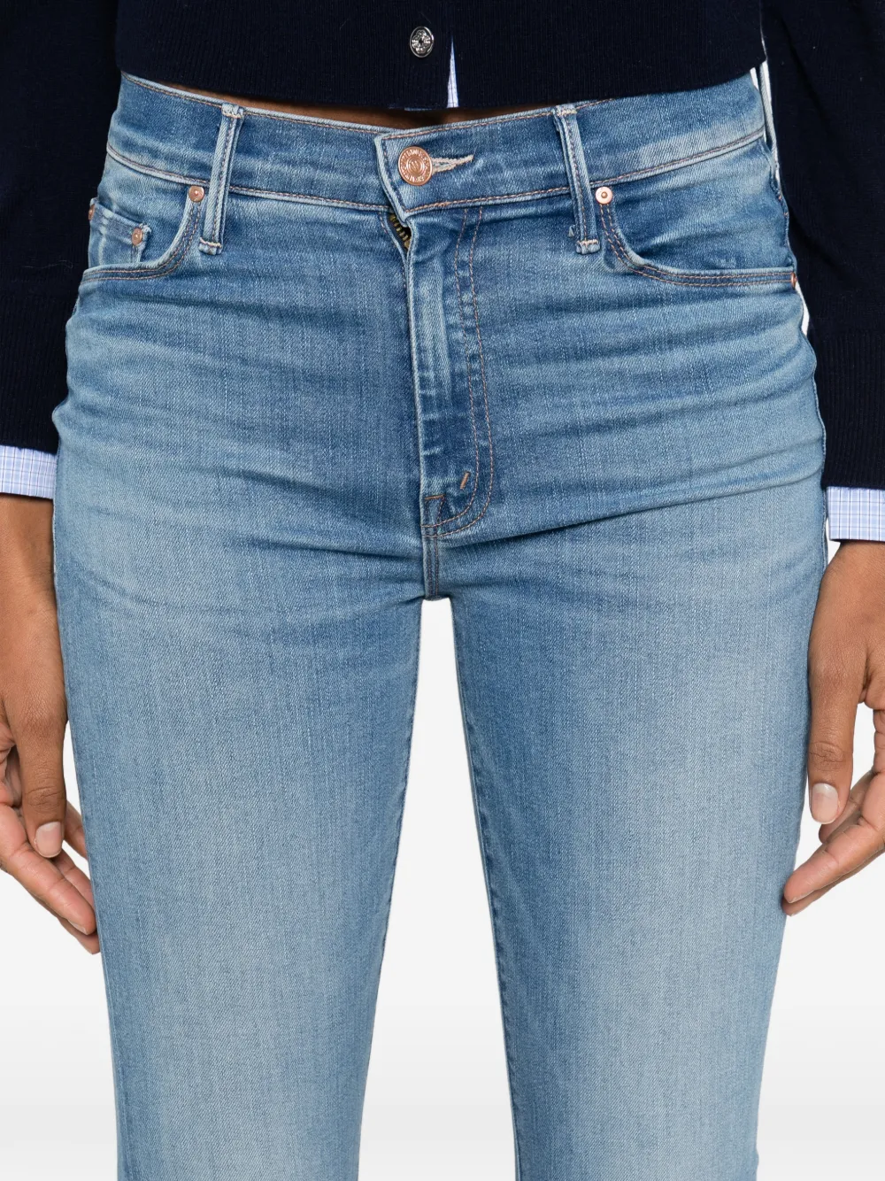 MOTHER Jeans met franje afwerking Blauw