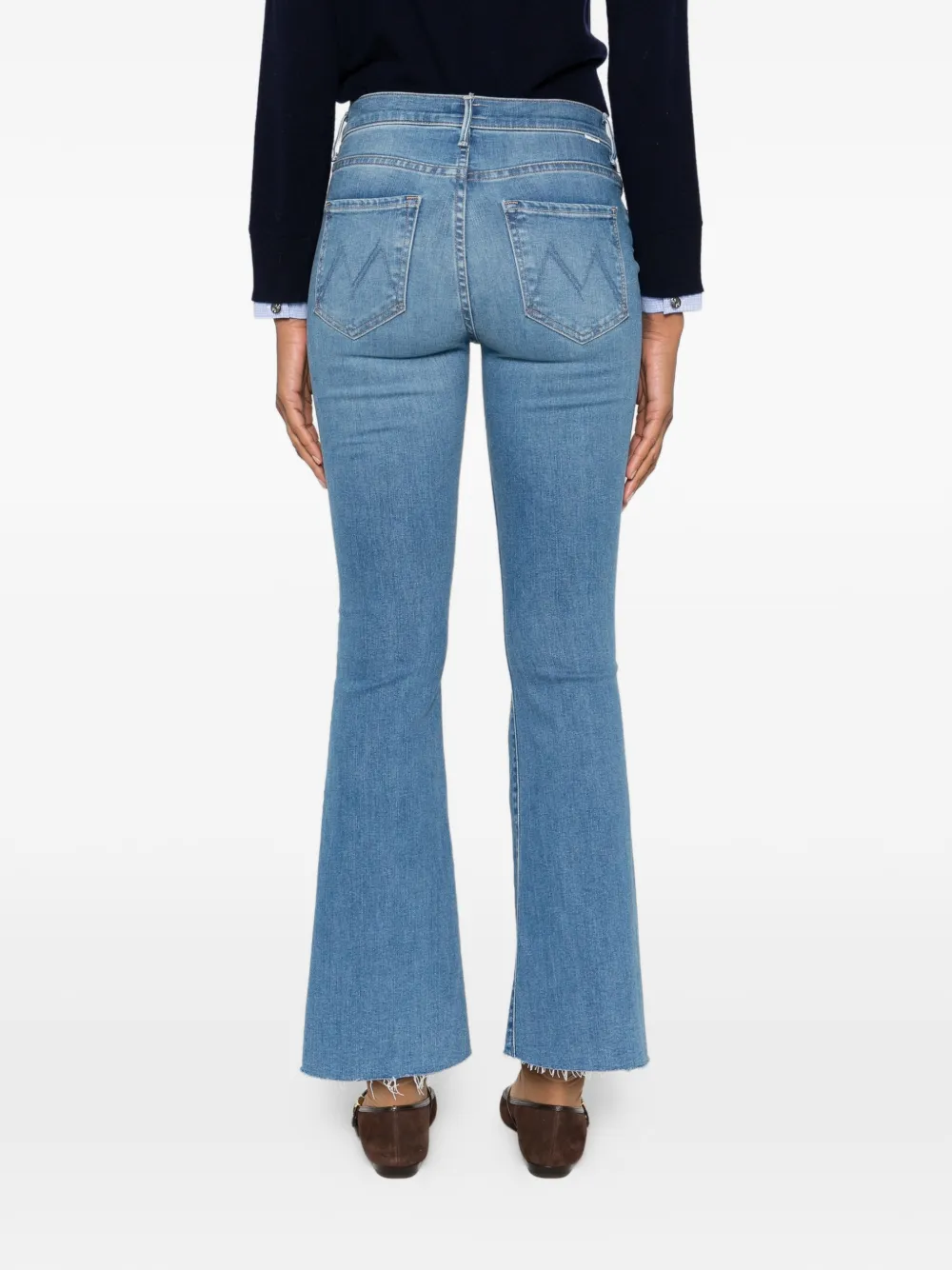MOTHER Jeans met franje afwerking Blauw