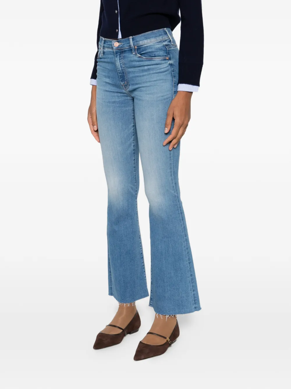 MOTHER Jeans met franje afwerking Blauw