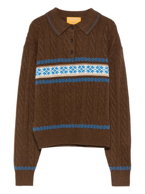 Guest In Residence cable-knit patterned polo top