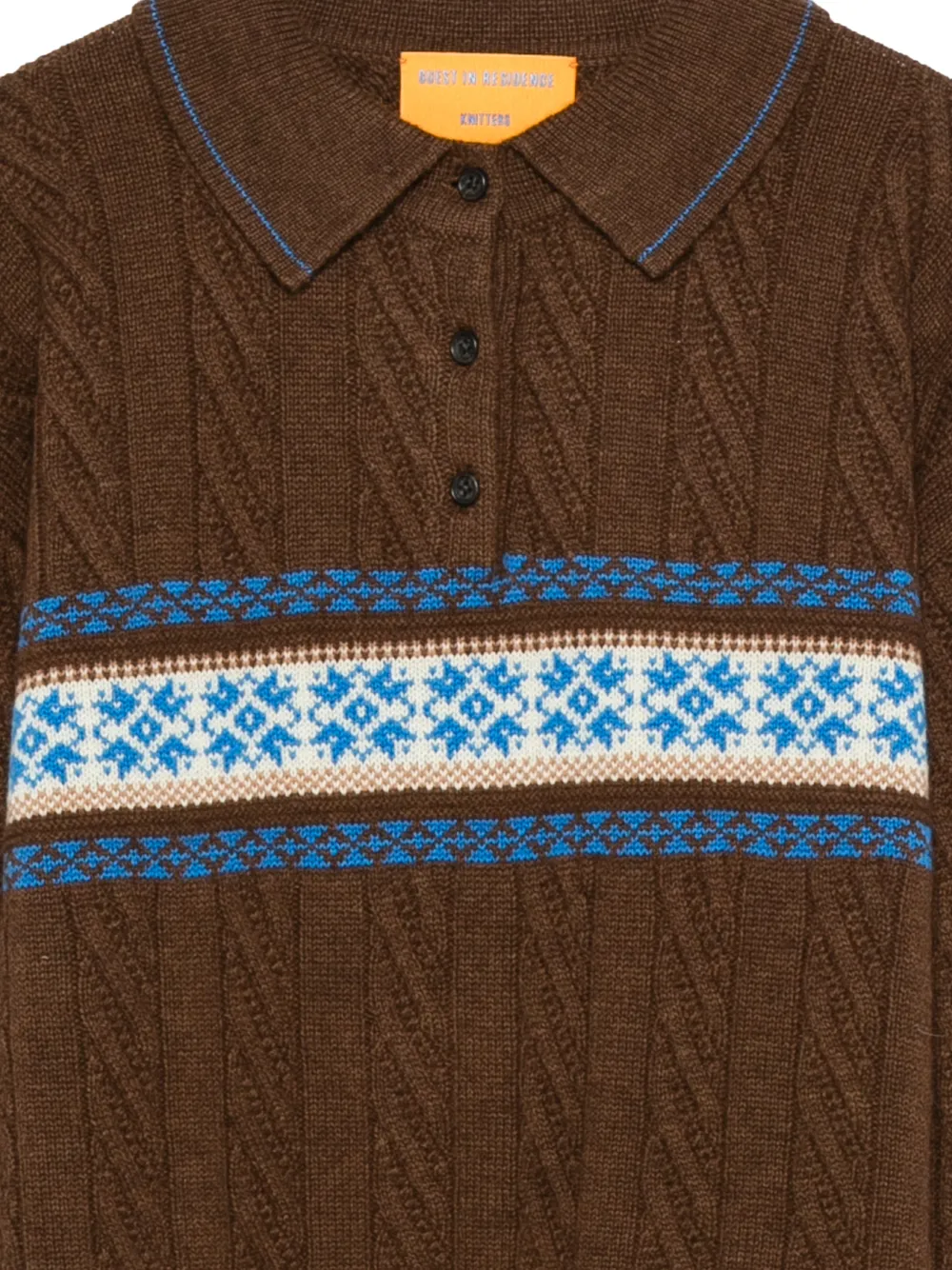 Guest In Residence Cable Collegiate Patterned Wool And Cashmere-blend Polo Shirt In Brown