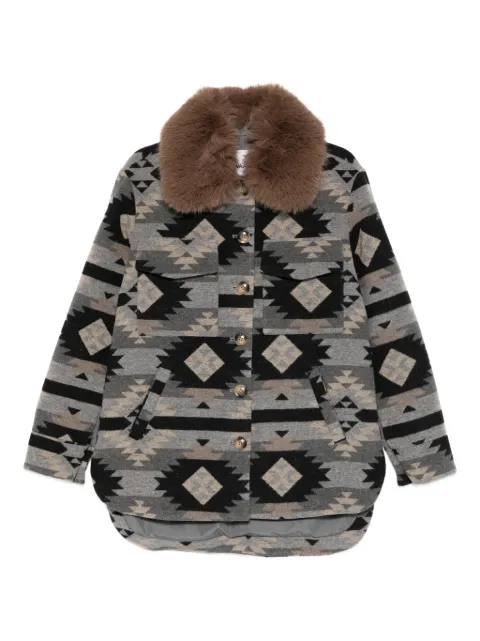 Ava Adore faux-fur-collar patterned jacket