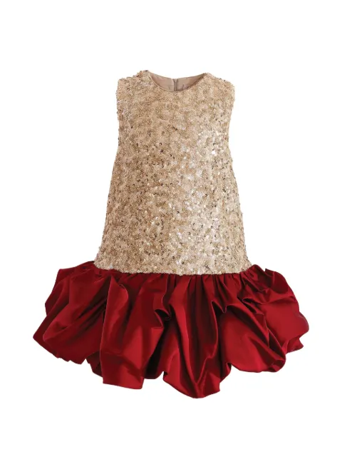 Tulleen ruffled sequin-embellishment dress
