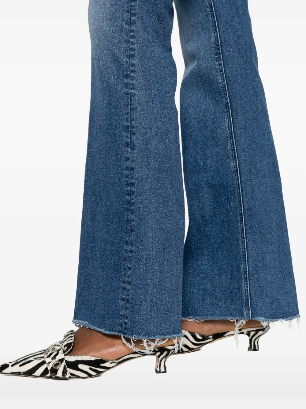 MOTHER Jeans met franje afwerking Blauw