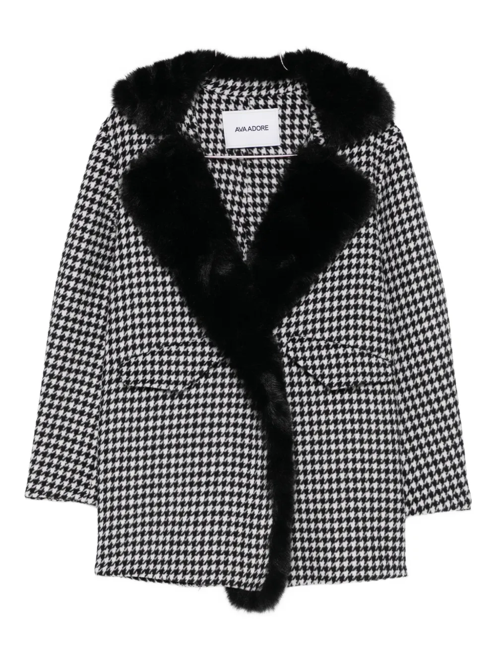 Ava Adore houndstooth faux fur coat - Nero