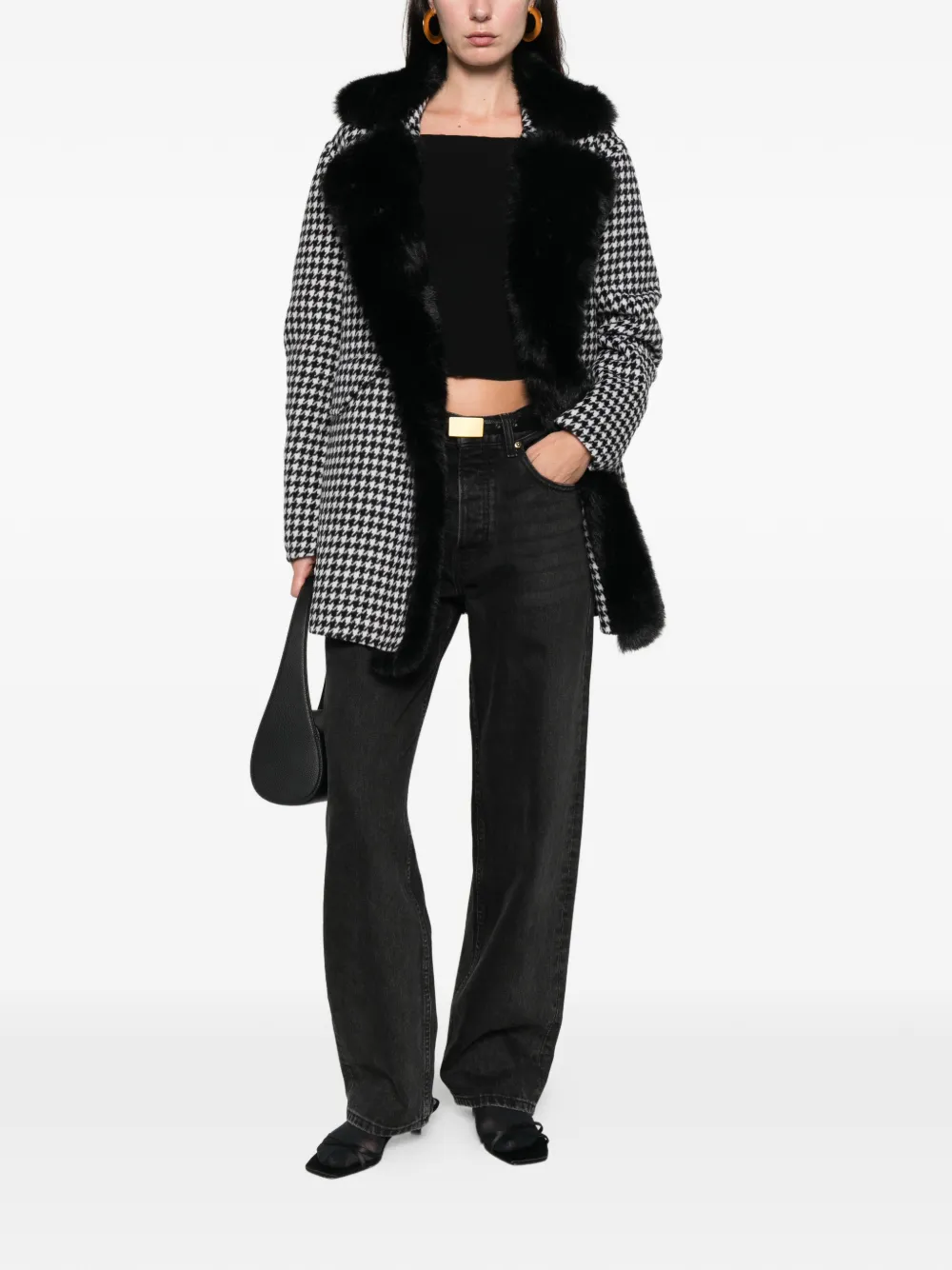 Ava Adore houndstooth faux fur coat | Faux Fur & Shearling Coats | Image 2