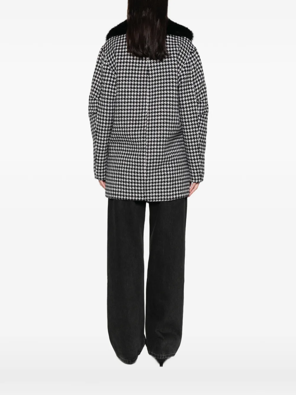 Ava Adore Houndstooth Faux Fur Coat In Multi