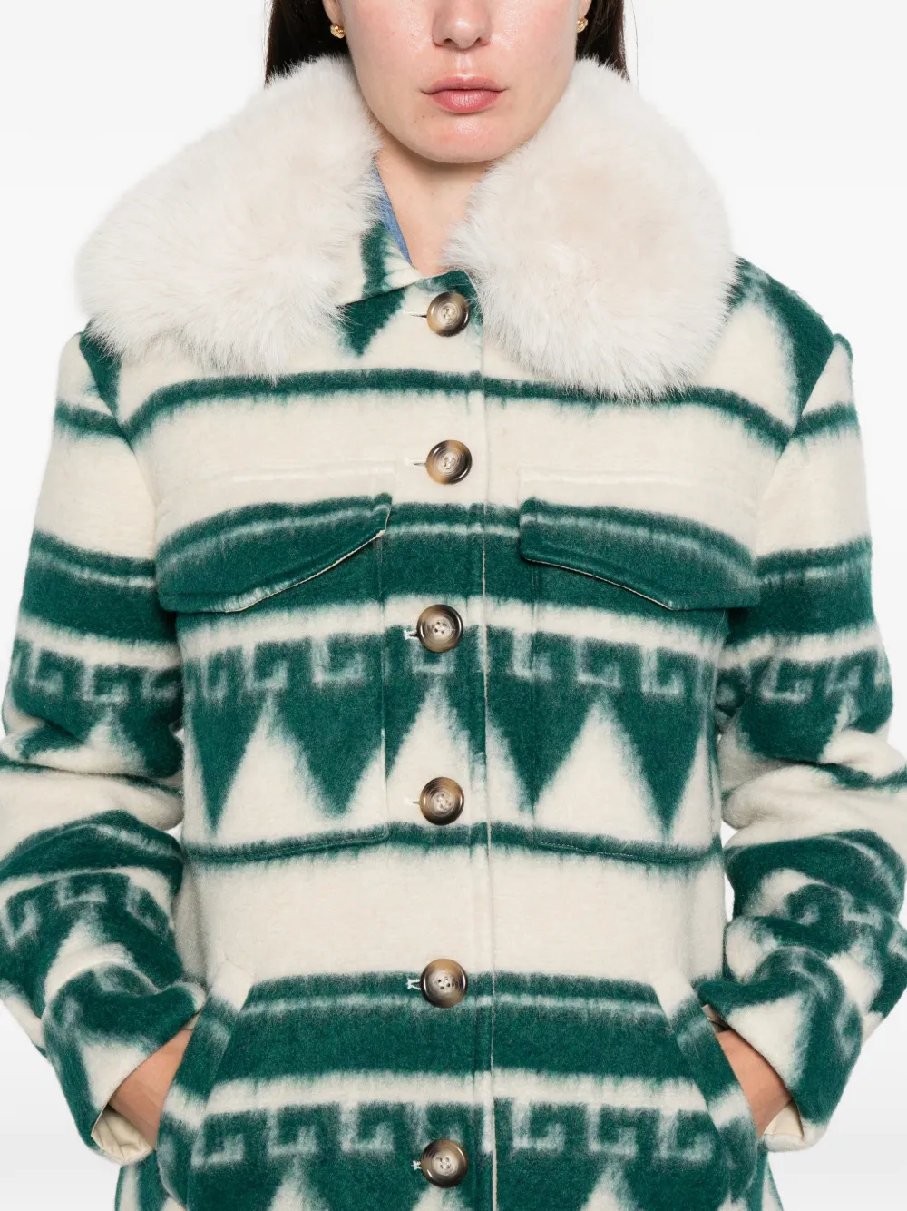 Ava Adore Faux Fur Fringe Coat In Multi