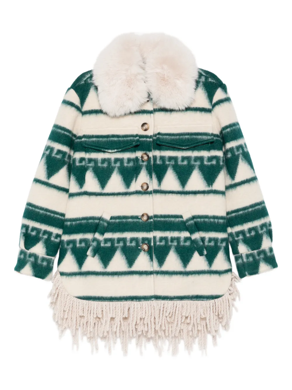 Ava Adore Faux Fur Fringe Coat | Green | Image 1