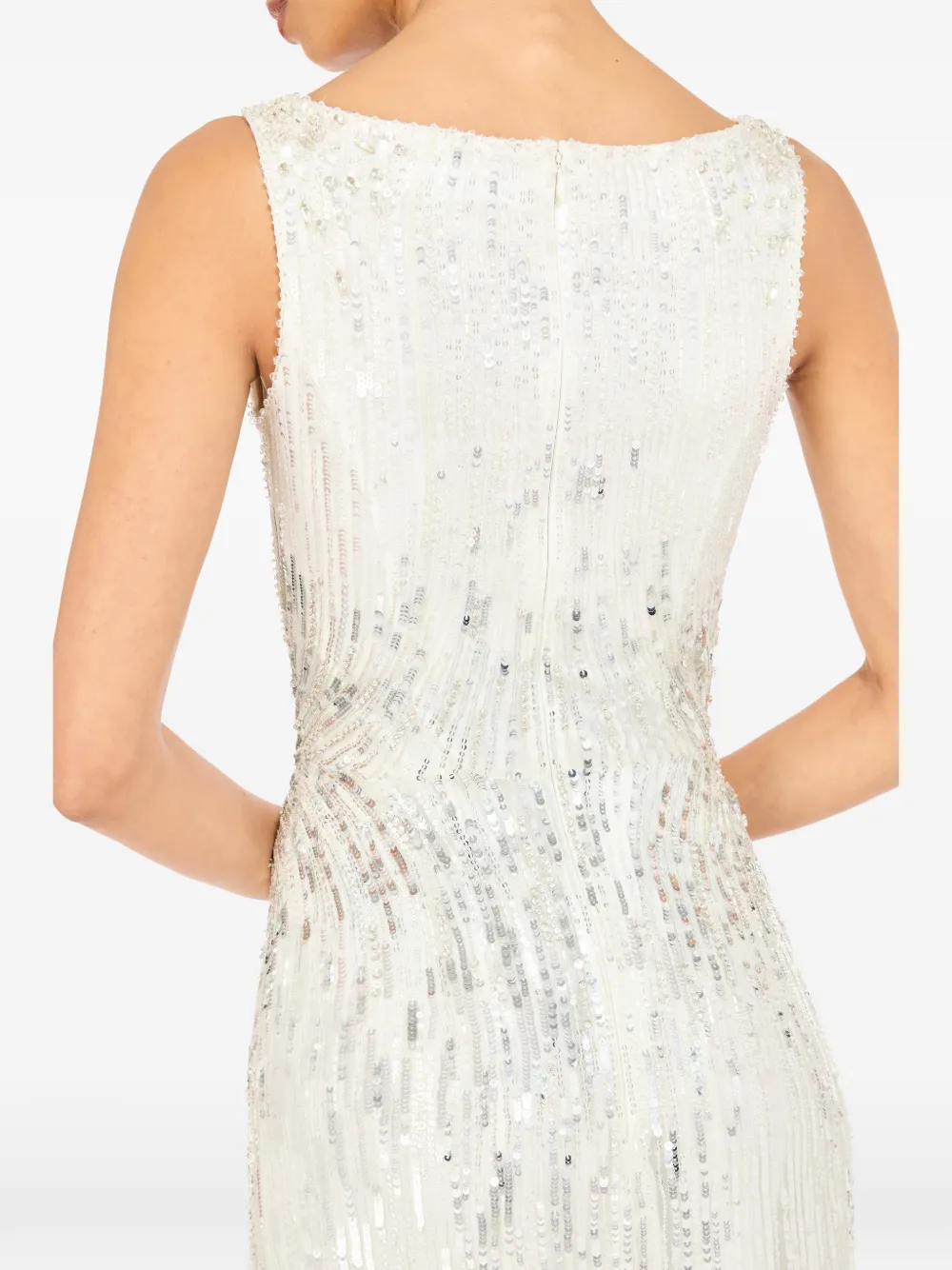 Jenny Packham Noella Sequined Embellished Fringed Mini Dress In Neutral