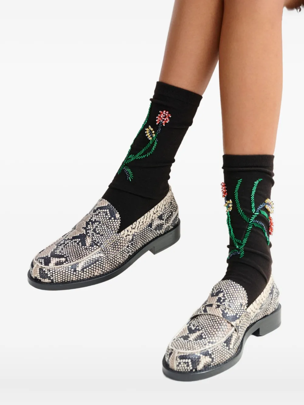 Essentiel Antwerp snake-effect loafers Zwart