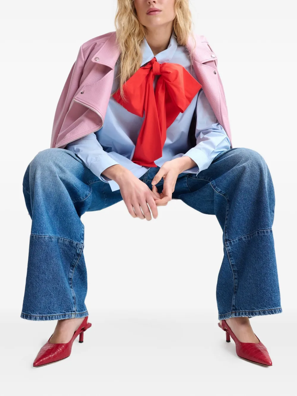 Essentiel Antwerp crocodile-effect heeled pumps Rood