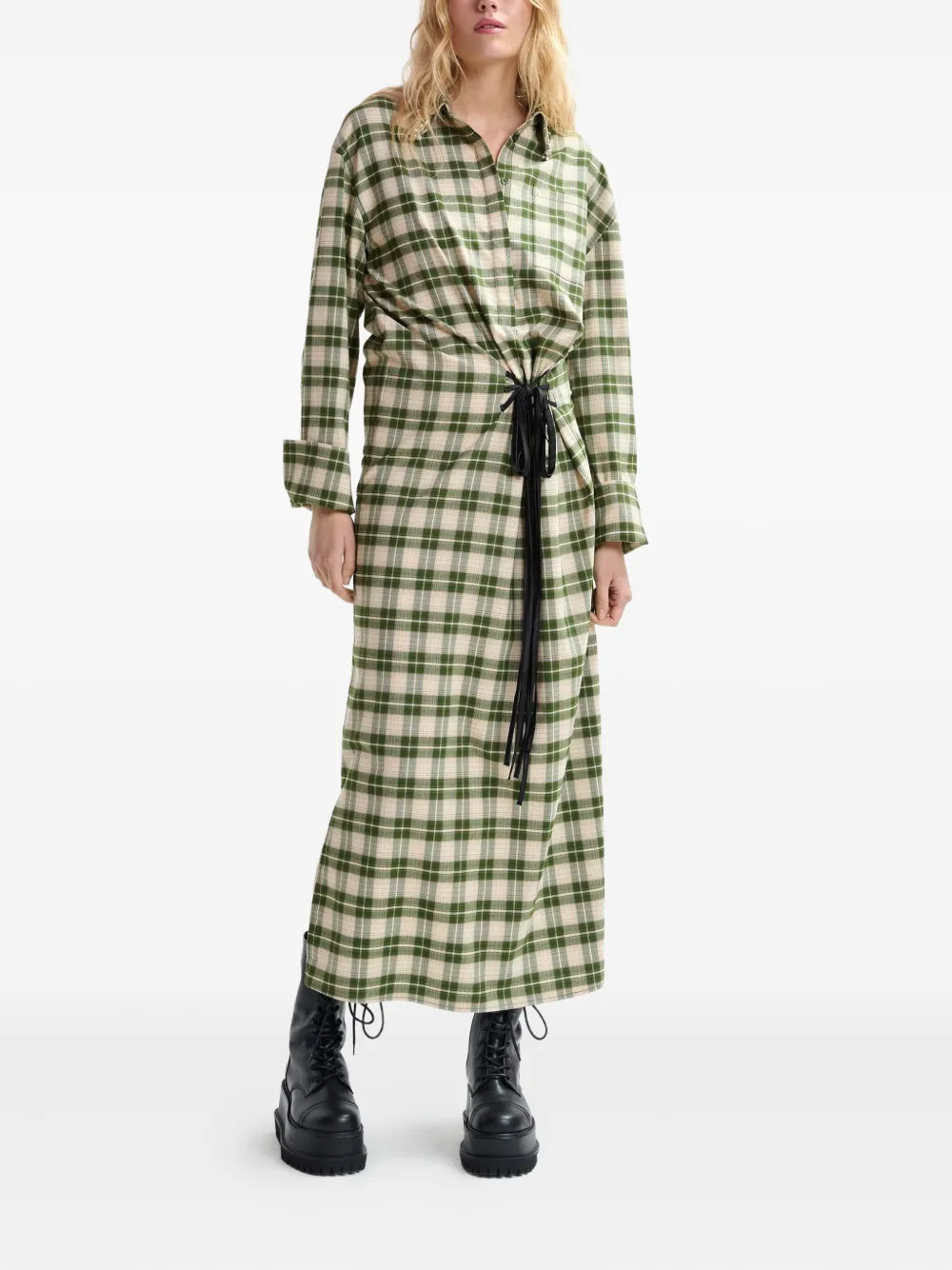 Essentiel Antwerp Jid checked dress - Groen