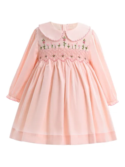 Tulleen smocked-effect long-sleeve dress