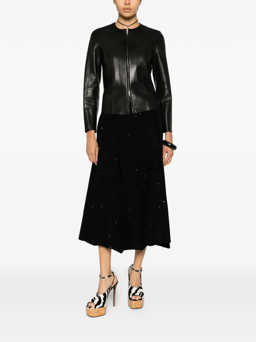 Chloé crystal-embellished A-line midi skirt - Nero