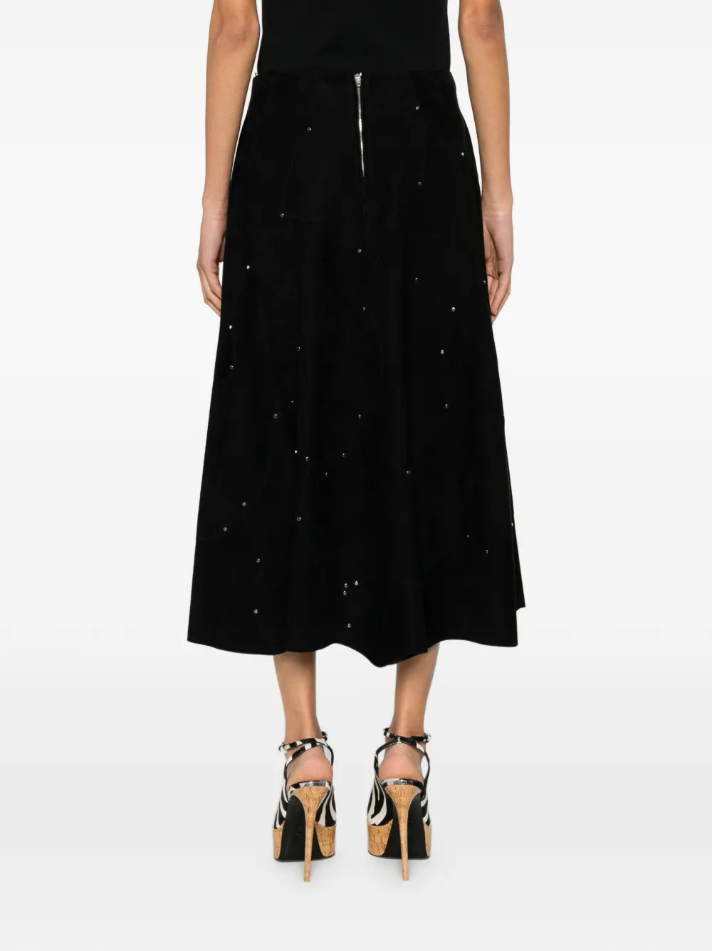 Chloé Crystal-embellished A-line Midi Skirt in Black, view 4
