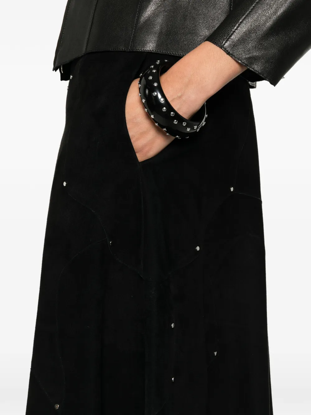 Chloé Crystal-embellished A-line Midi Skirt in Black, view 5