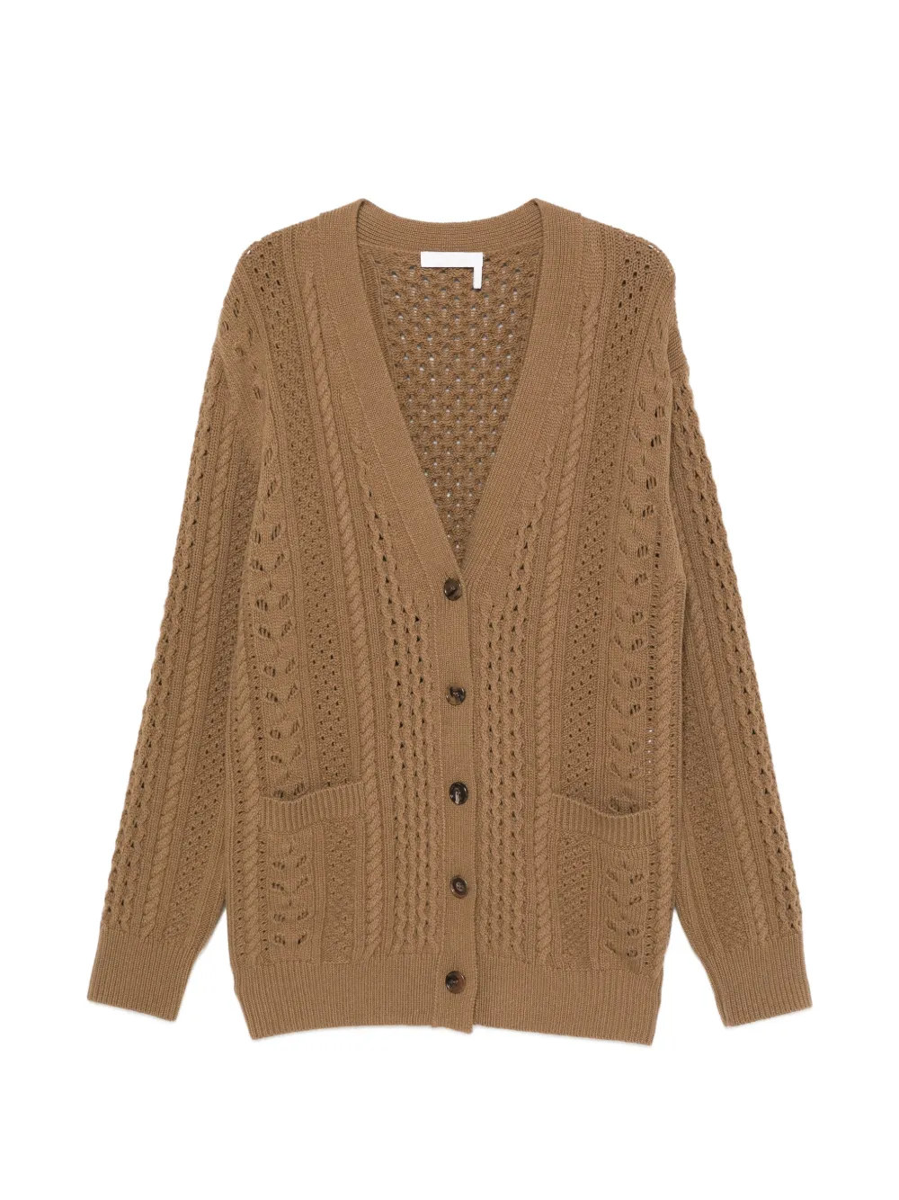 Chloé cable-knit pointelle cardigan - Verde