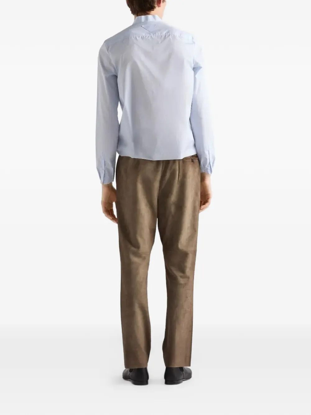 Prada pocket collarless shirt - Blauw