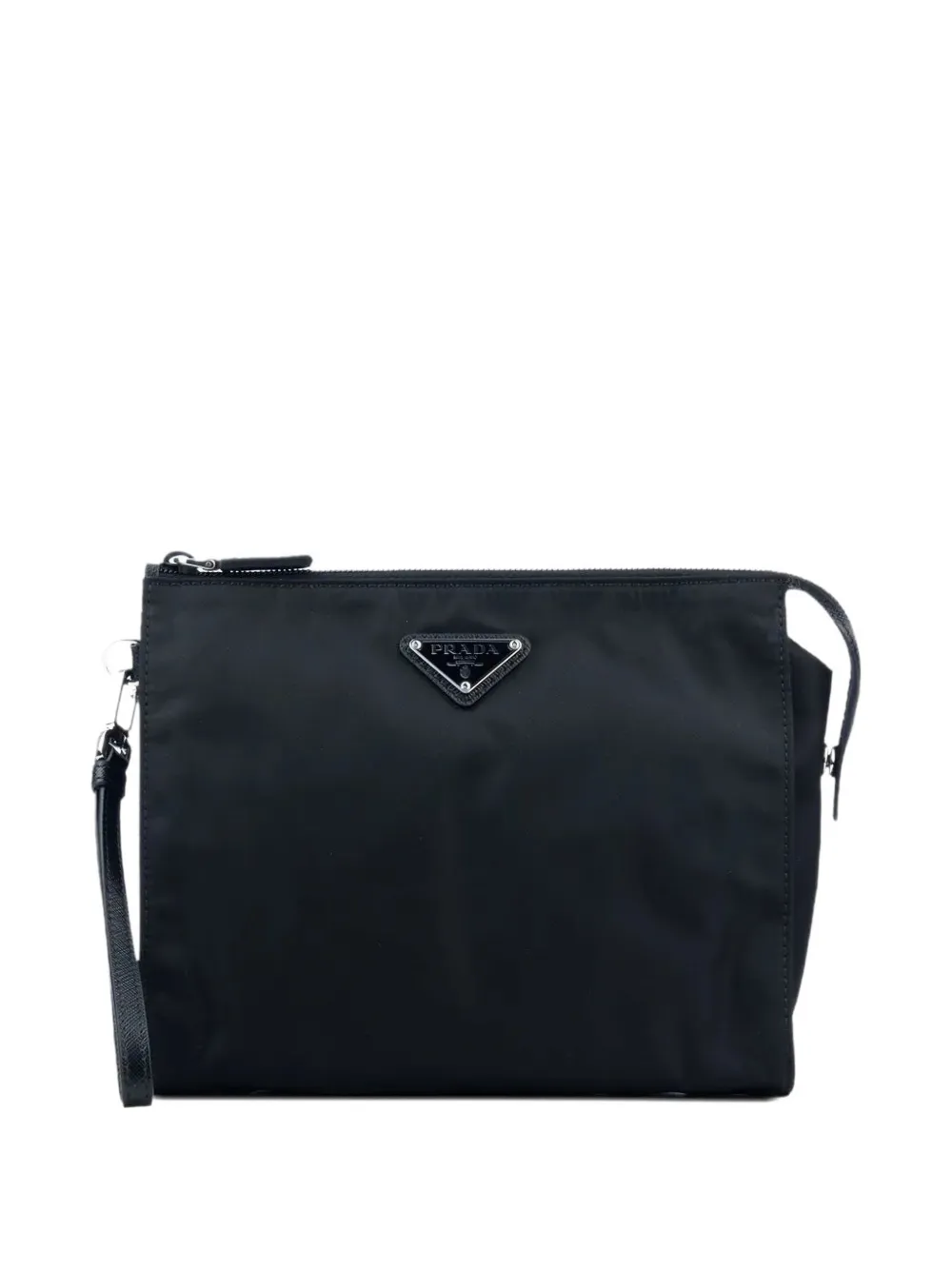 Prada logo plaque wash bag - Schwarz