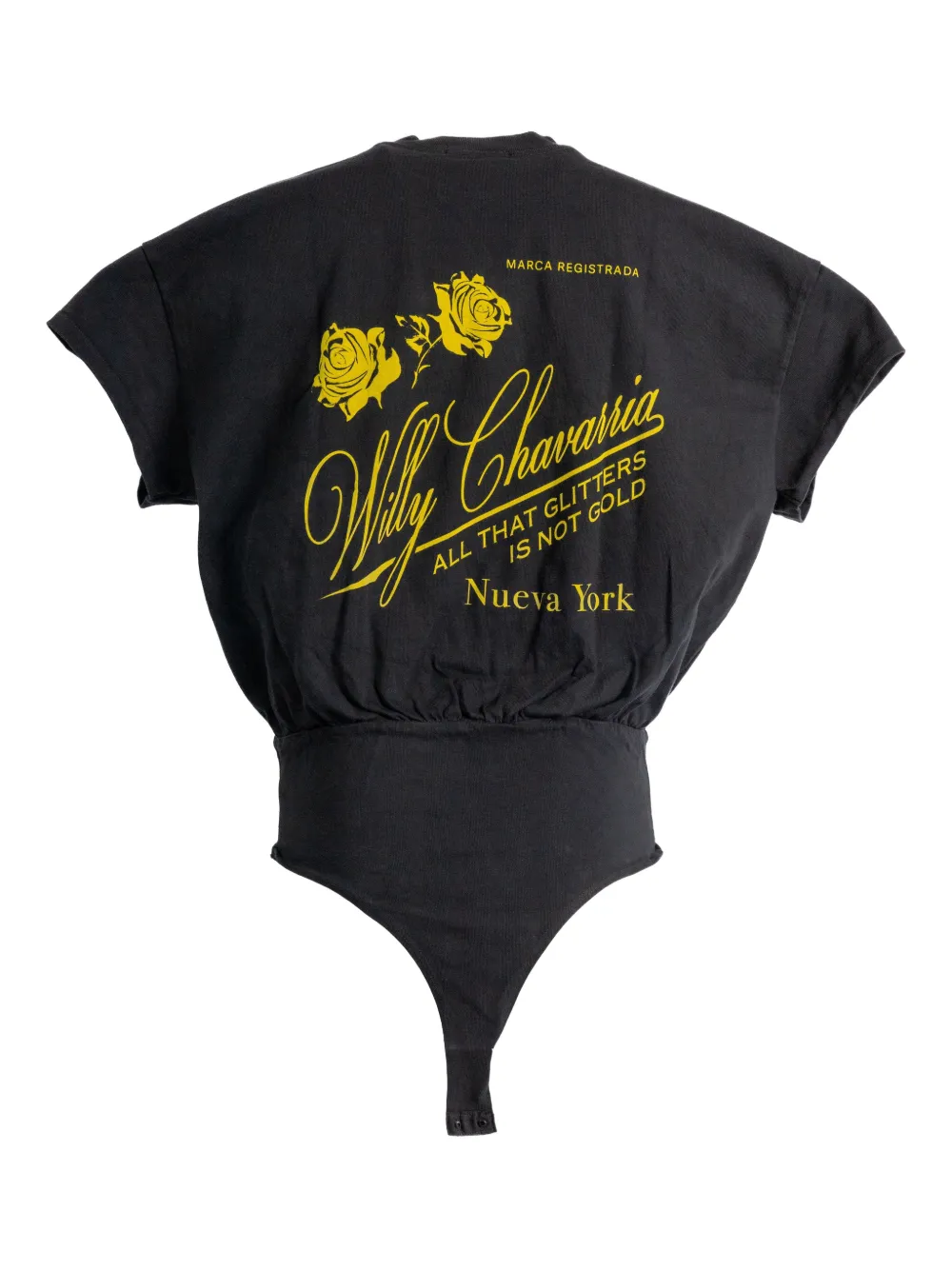 Willy Chavarria Proverb Roses Bodysuit In Black