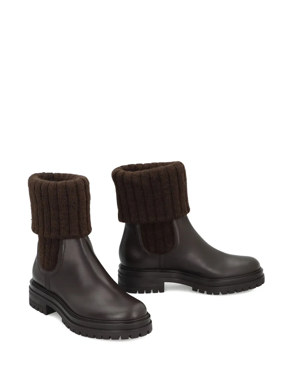 Gianvito Rossi 40mm Tenney Leather Chelsea Boots In Brown