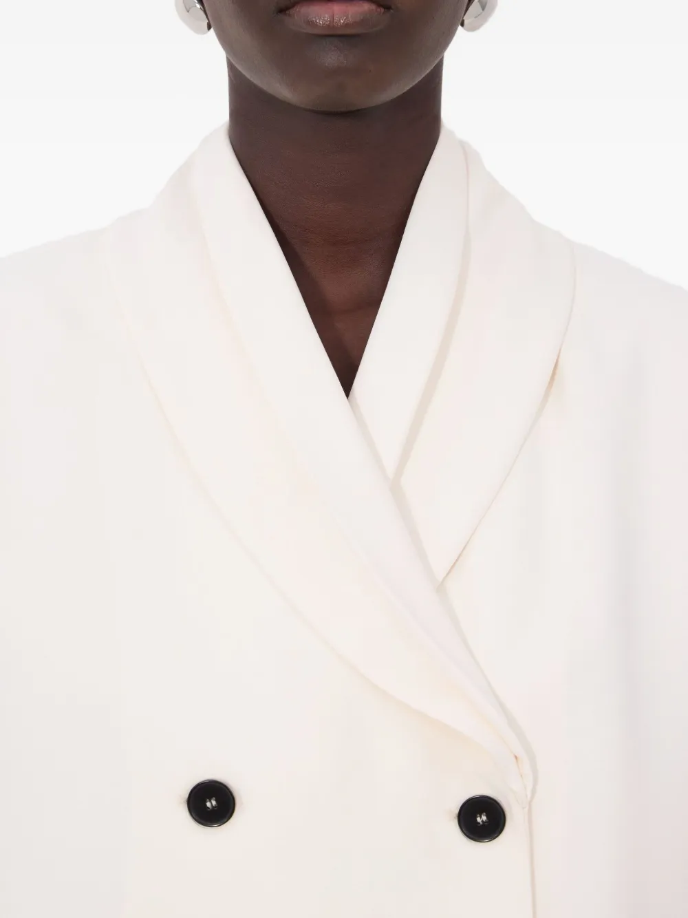 LouLou de Saison Jiha jack met dubbele rij knopen en sjaalkraag Beige