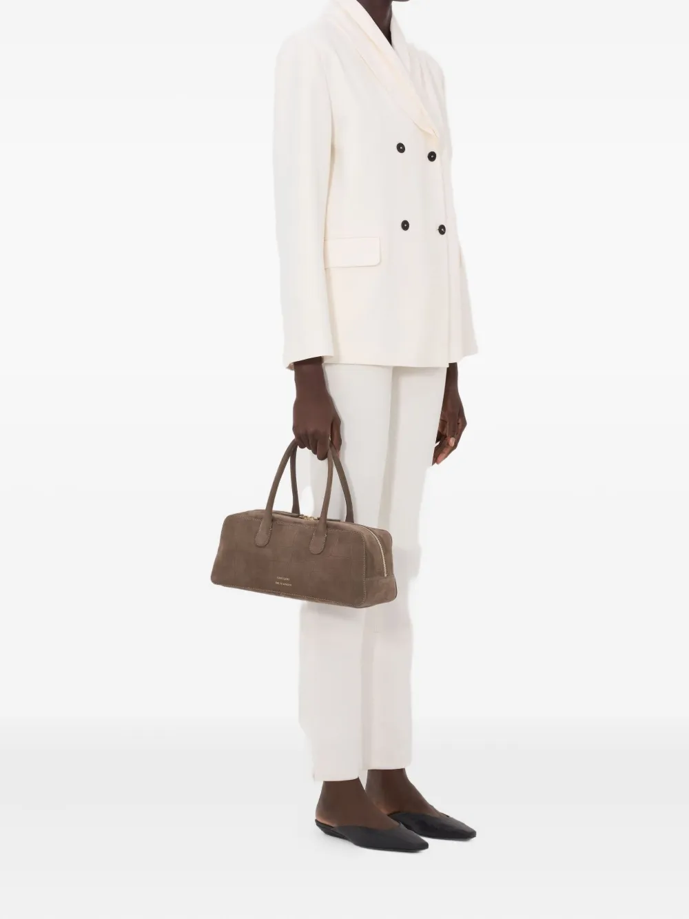 LouLou de Saison Jiha jack met dubbele rij knopen en sjaalkraag Beige