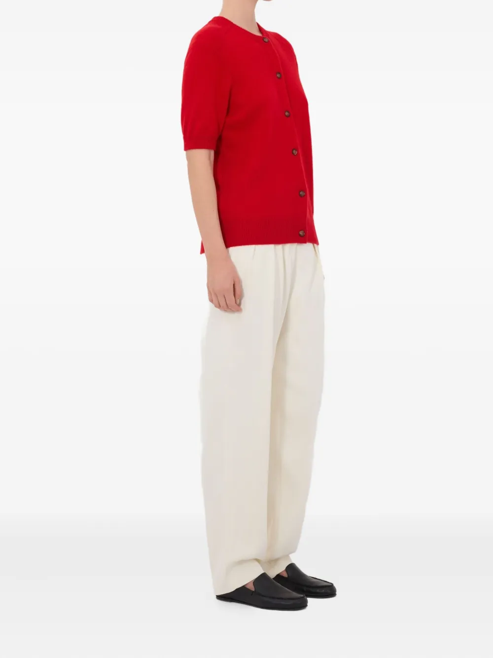  Loulou De Saison Jodi Short-sleeve Buttoned Cardigan - Red 