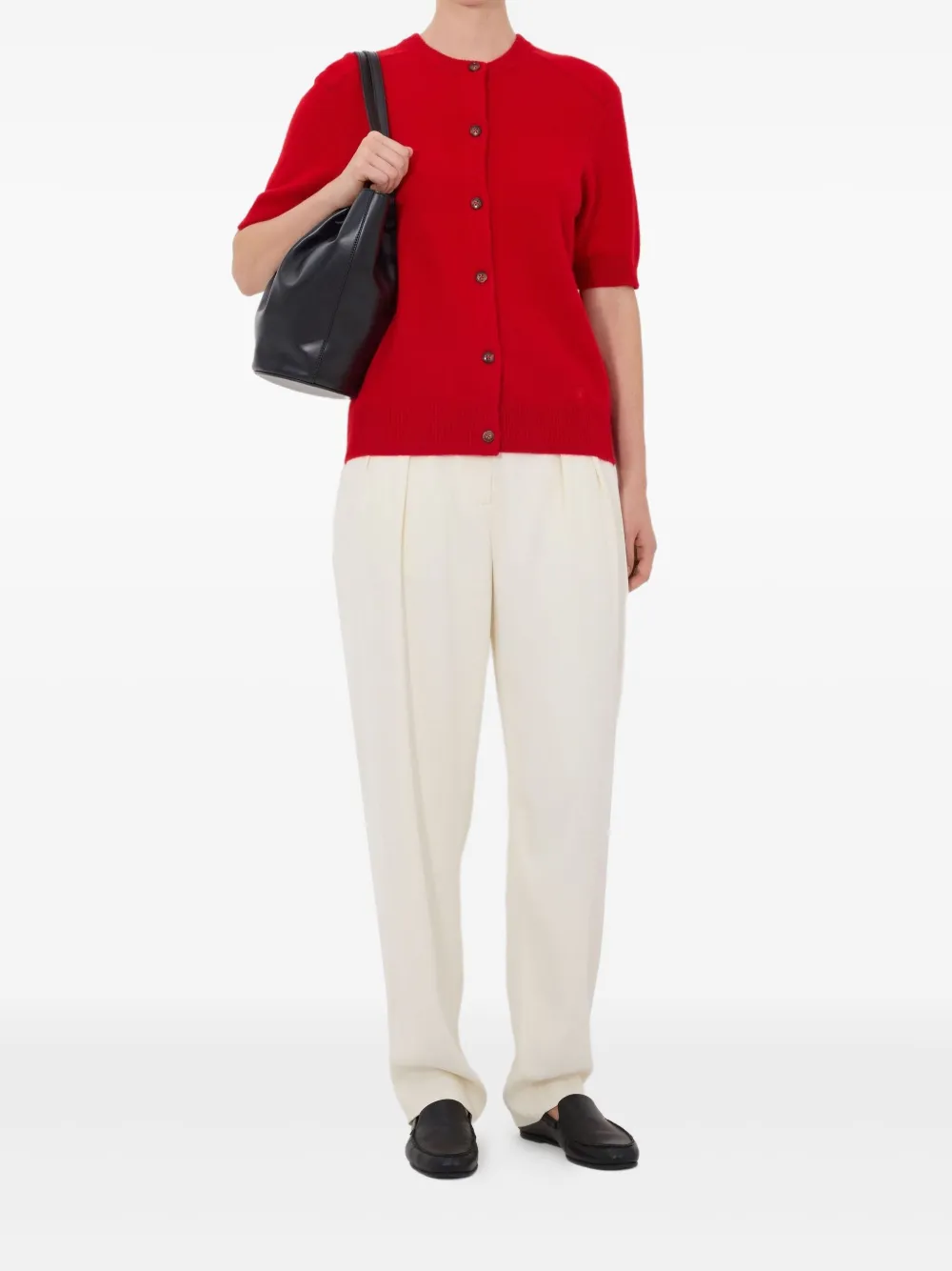  Loulou De Saison Jodi Short-sleeve Buttoned Cardigan - Red 