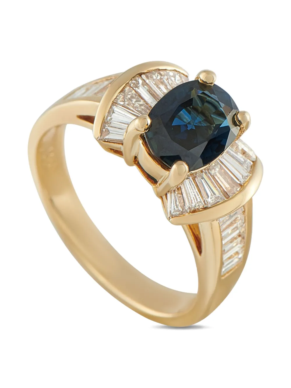 LB Exclusive 18K yellow gold diamond and sapphire ring - ゴールドトーン