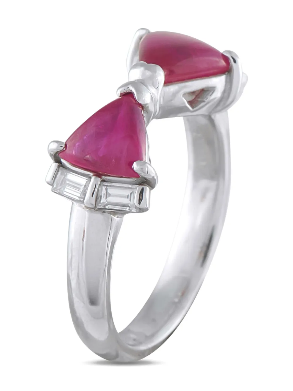 LB Exclusive Platinum diamond ruby bow-motif  ring | Image 2