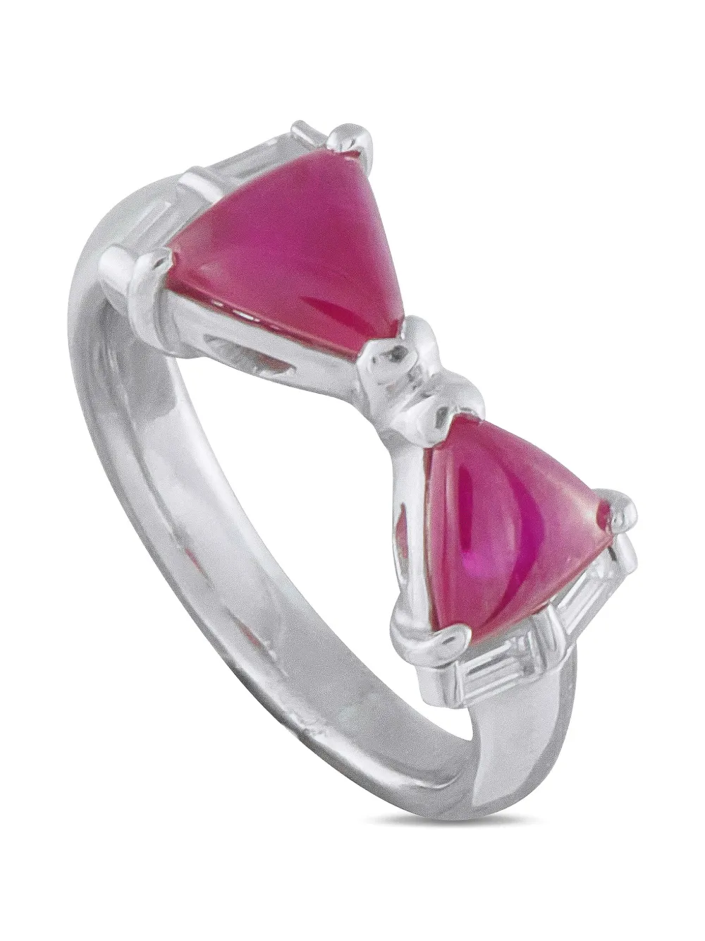 LB Exclusive Platinum diamond ruby bow-motif  ring | Silver | Image 1