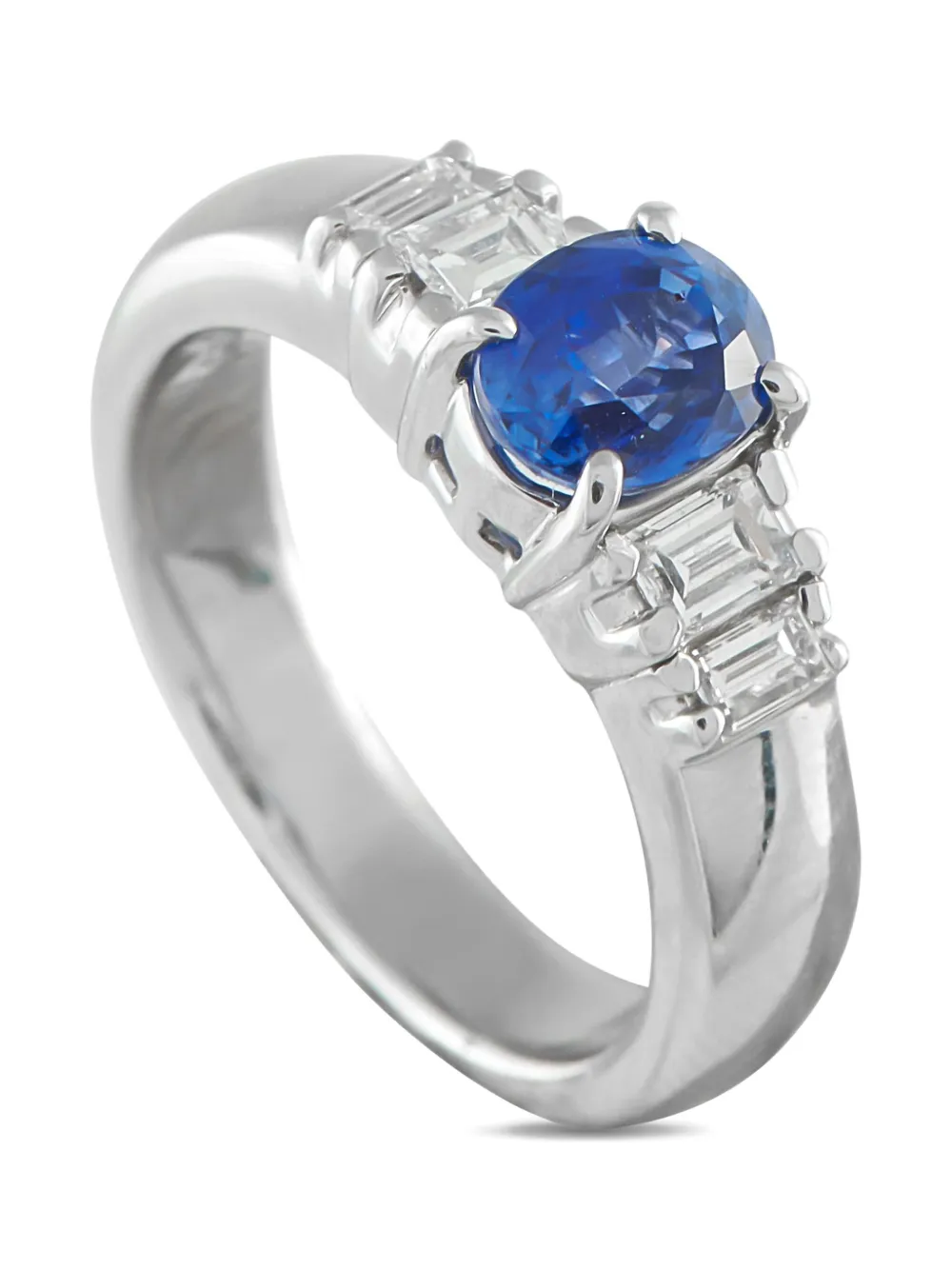 LB Exclusive Platinum diamond sapphire engagement ring - シルバートーン