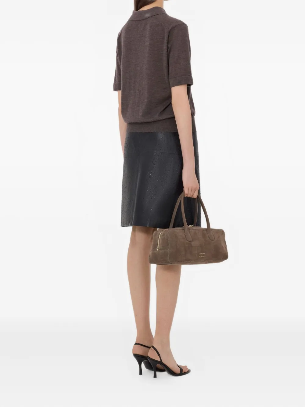 LouLou de Saison Migo geribbeld poloshirt met knoop Bruin