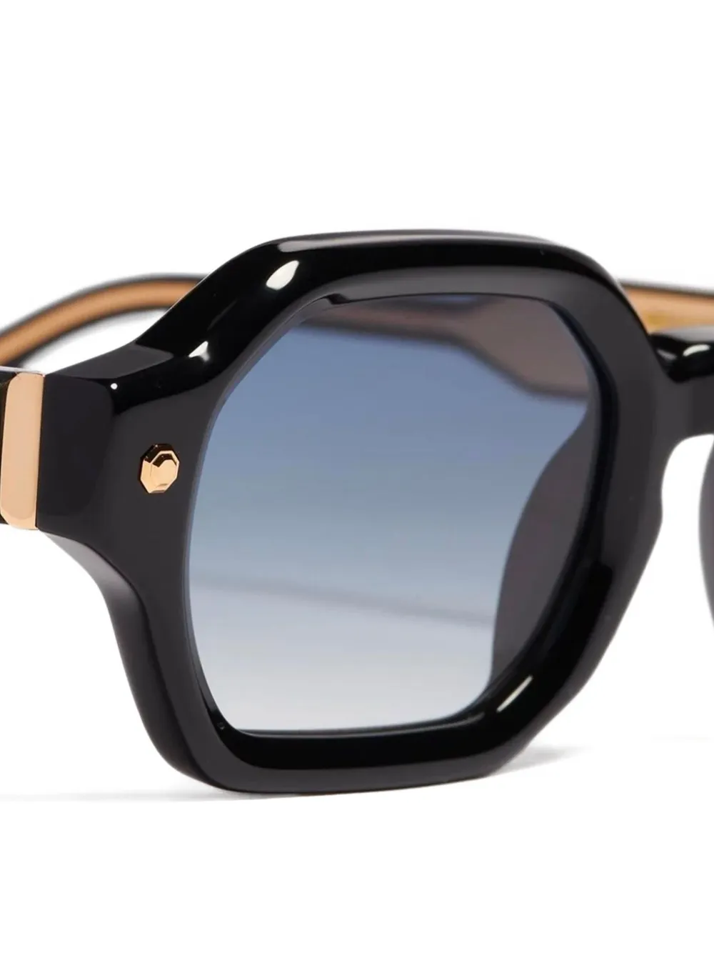 John Dalia Zonnebril met geometrisch montuur en studs Zwart
