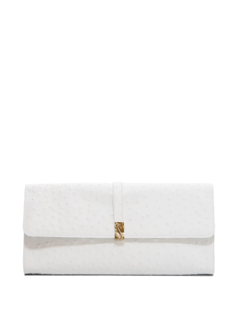 LouLou de Saison Clutch MOHINI in pelle effetto struzzo - Bianco