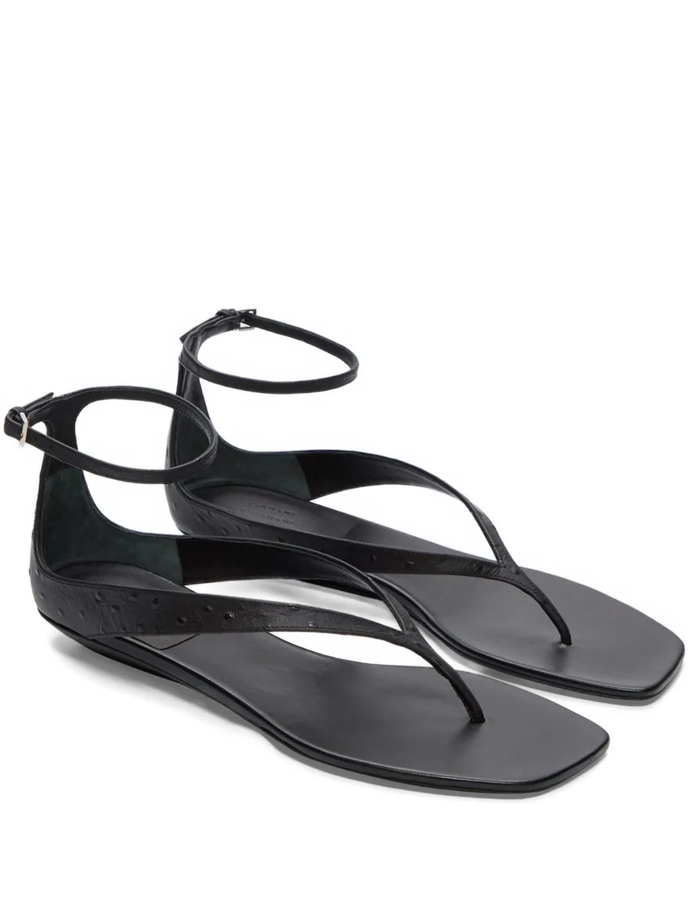 LouLou de Saison Niham Sandalen mit strukturierten Knöchelriemen - Schwarz
